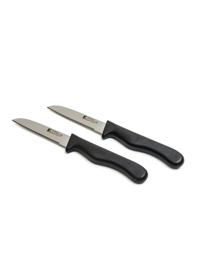 BERGNER OCASA STAILESS STEEL 2PC FRUIT KNIFE SET WITH SERRATED BLADE, BLACK COLOR, BG39906BK - Image 1