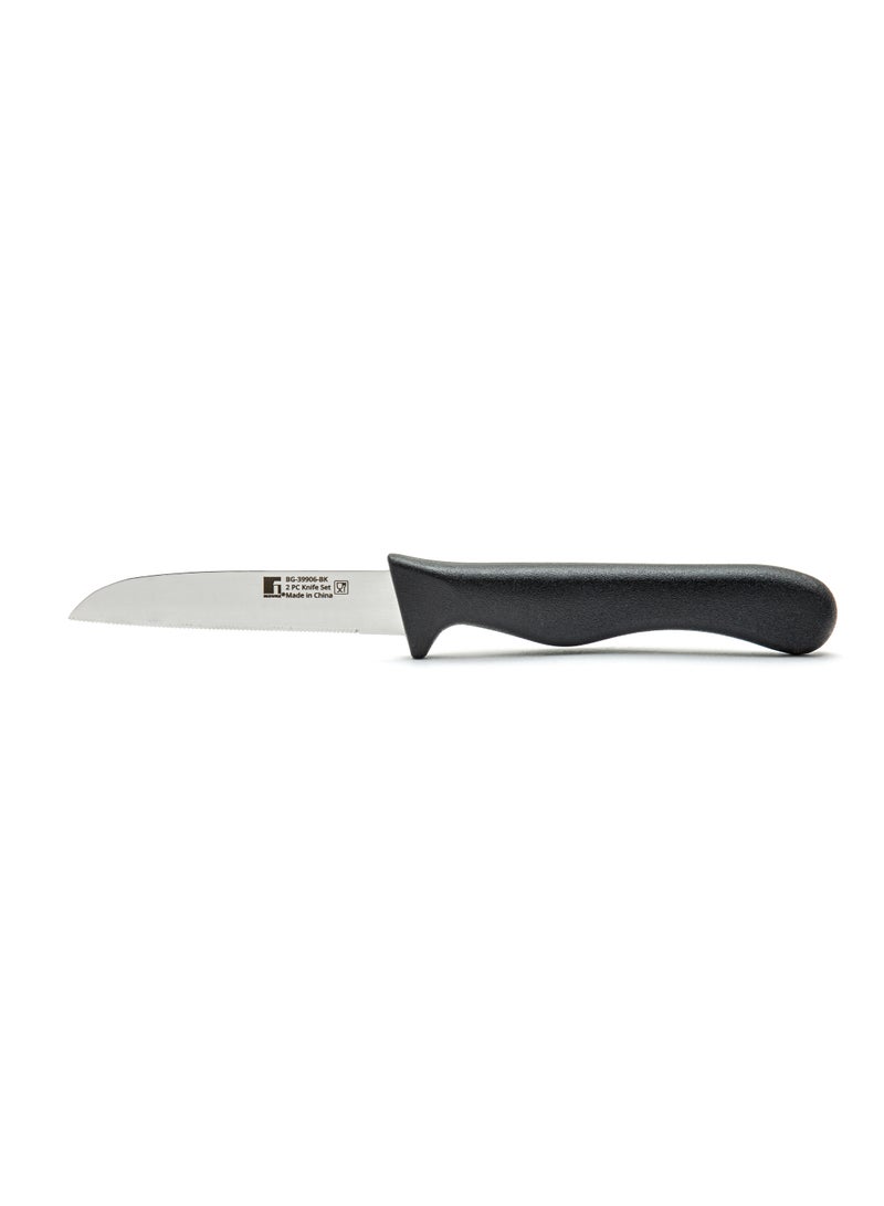 BERGNER OCASA STAILESS STEEL 2PC FRUIT KNIFE SET WITH SERRATED BLADE, BLACK COLOR, BG39906BK - Image 2