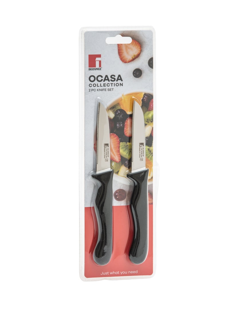 BERGNER OCASA STAILESS STEEL 2PC FRUIT KNIFE SET WITH SERRATED BLADE, BLACK COLOR, BG39906BK - Image 3