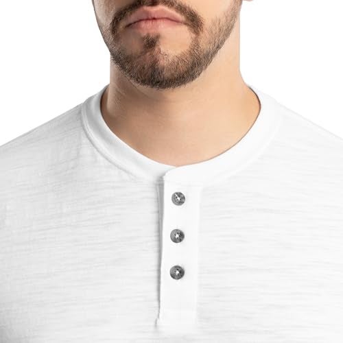 Wrangler Men's Short Sleeve Recycled Slub Jersey Workwear Henley T-Shirt, White, Large - Image 2