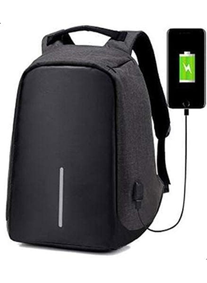 Anti Theft Laptop Backpack with USB Charging Port Shoulder Bag - Black  - Image 2