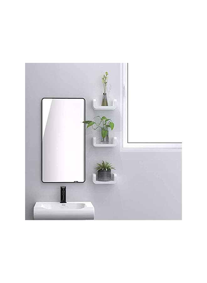 Raxoom Shelf, Plastic White Wall Mounted Bathroom Wall Shelf Non-Drilling, Suction Rustic U Shaped Floating Shelves Bathroom Organizer for Shower, Kitchen, Bedroom, Toilet (Small) - Image 3