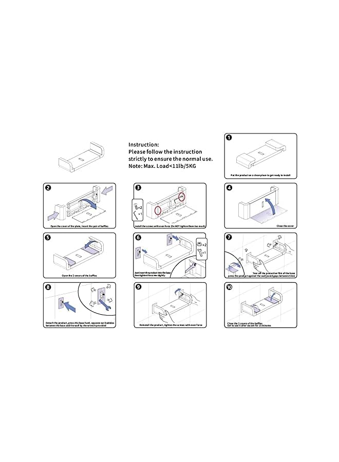 Raxoom Shelf, Plastic White Wall Mounted Bathroom Wall Shelf Non-Drilling, Suction Rustic U Shaped Floating Shelves Bathroom Organizer for Shower, Kitchen, Bedroom, Toilet (Small) - Image 5