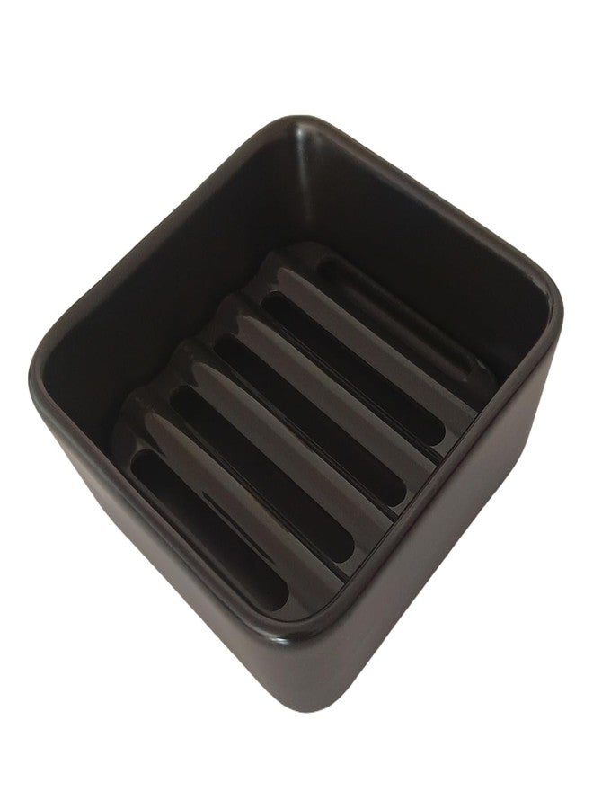 Vonpri Square Soap Case Ceramic Soap Tray Fit Dr. Squatch Natural Bar Durable Soap Holder for Shower Home Bathroom Soap Dishes Daily Use Sink Bathtub (Black) - Image 1