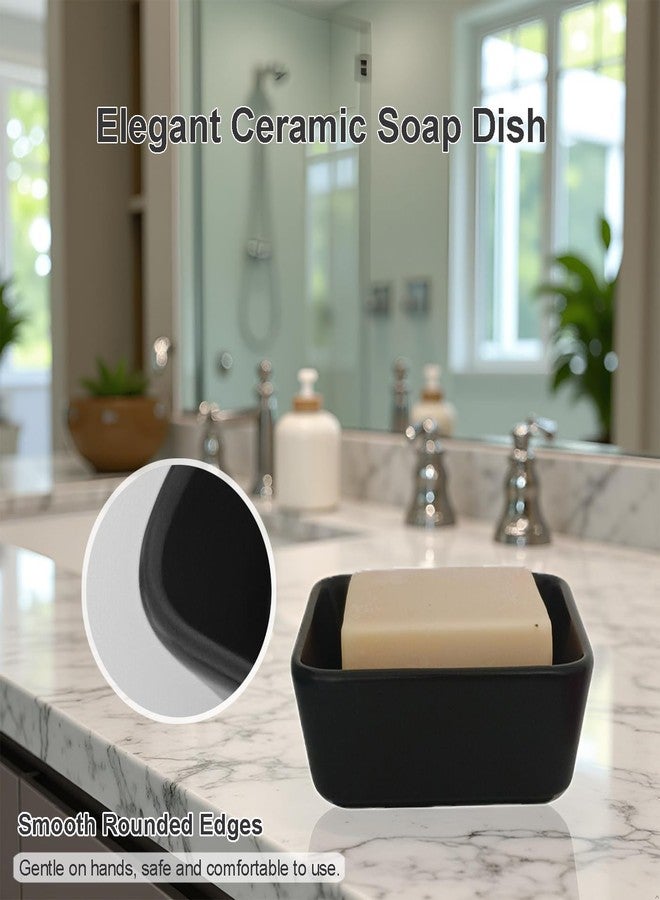 Vonpri Square Soap Case Ceramic Soap Tray Fit Dr. Squatch Natural Bar Durable Soap Holder for Shower Home Bathroom Soap Dishes Daily Use Sink Bathtub (Black) - Image 3