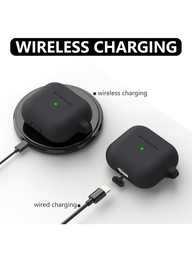 Soft Silicone Protective Case Cover for AirPods 4 with Cleaner Kit and Keychain(Black) - Image 4