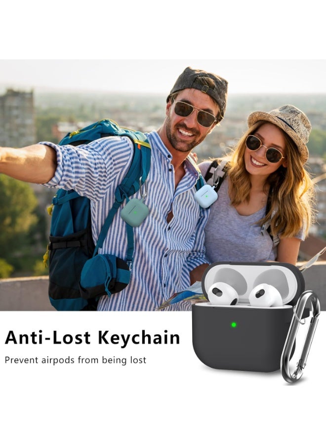 Soft Silicone Protective Case Cover for AirPods 4 with Cleaner Kit and Keychain(Black) - Image 5