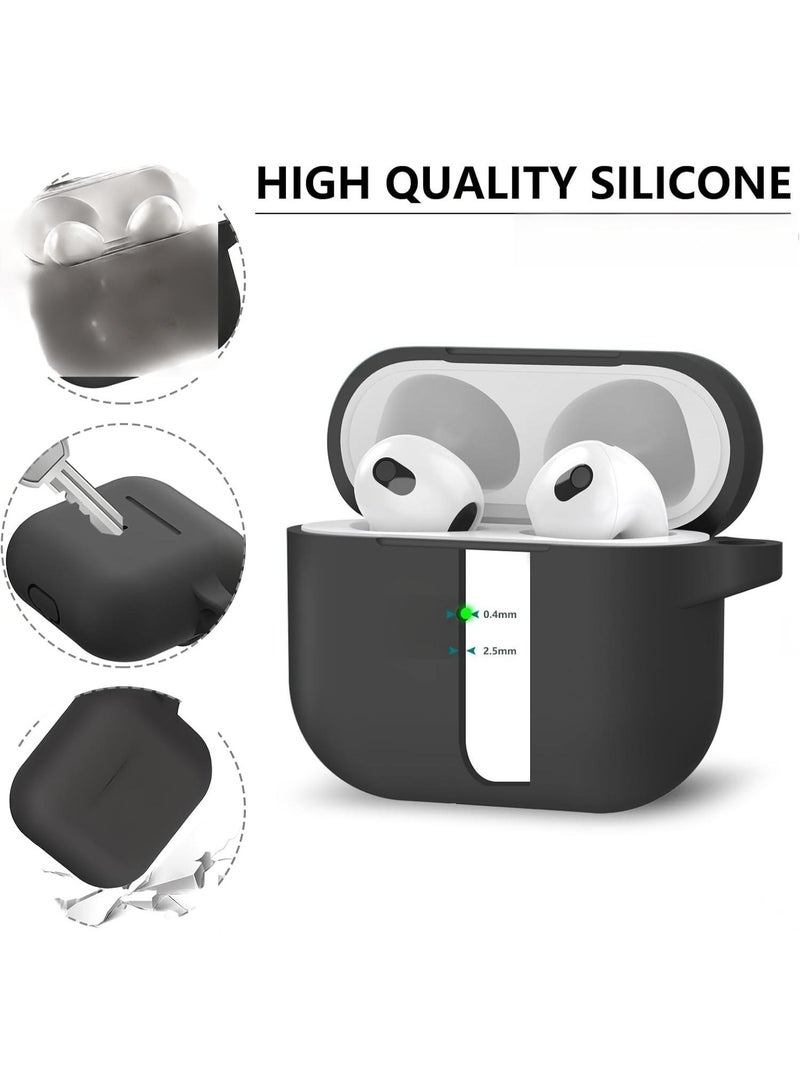 Soft Silicone Protective Case Cover for AirPods 4 with Cleaner Kit and Keychain(Black) - Image 2