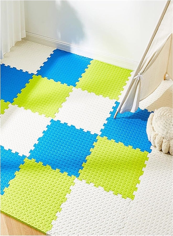 SIGNATRON Puzzle Flooring || Kids Interlocking Play mat || Shop Floor Mat || Kitchen Floor Mat || Pet Mat ||12 MM Thick (6, Blue - Green - White, 60 * 60 * 1.2 cm) - Image 1