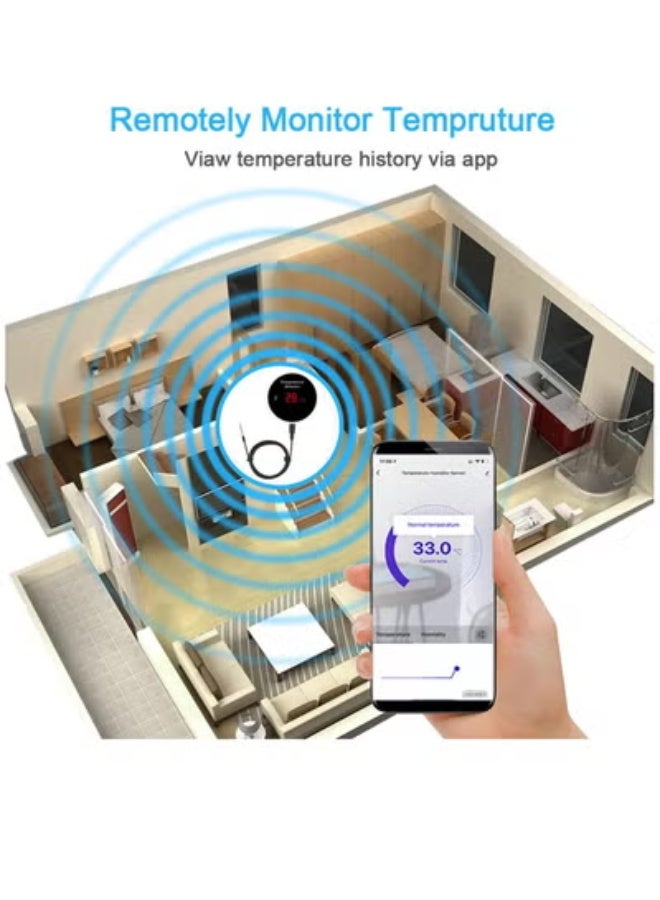Tuya WiFi Temperature Sensor with Waterproof External Probe, Intelligent Temperature Monitor with Backlight, LCD Display, Rechargeable Battery, Fridge, Aquarium - Image 5