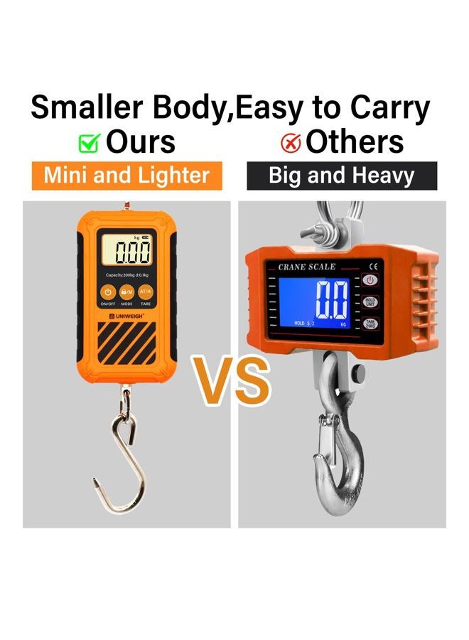 UNIWEIGH Digital Luggage Scale,Portable Hanging Bag Scale for Travel,Suitcase Weight Scale with Comfortable Handle and Large Hook,Duty Crane Scale with 660LB/300KG for Hunting and Fishing - Image 3