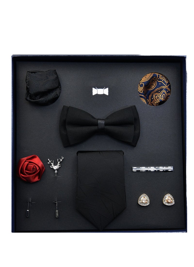 Generic 8 pcs high-end tie men's business professional formal tie bow tie cufflinks fashion accessories gift box  - Image 1