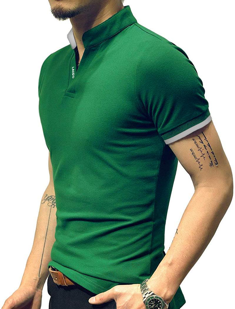 LOGEEYAR Mens Short-Sleeve Slim Fit Cotton Pique Polo Shirt,Large,1-green - Image 4