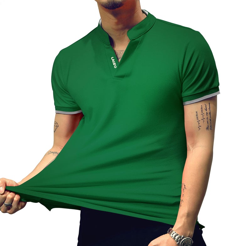 LOGEEYAR Mens Short-Sleeve Slim Fit Cotton Pique Polo Shirt,Large,1-green - Image 3