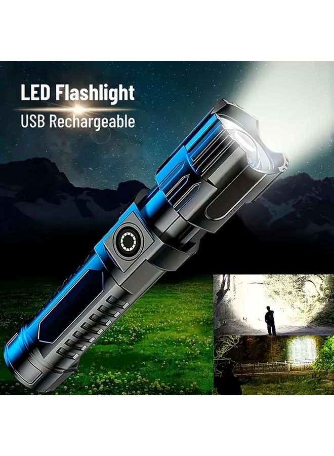 1pc Super Bright 350 Lumens LED Rechargeable Flashlight Adjustable Zoom USB Charging - Image 1