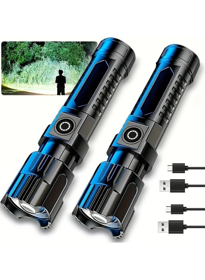 1pc Super Bright 350 Lumens LED Rechargeable Flashlight Adjustable Zoom USB Charging - Image 3