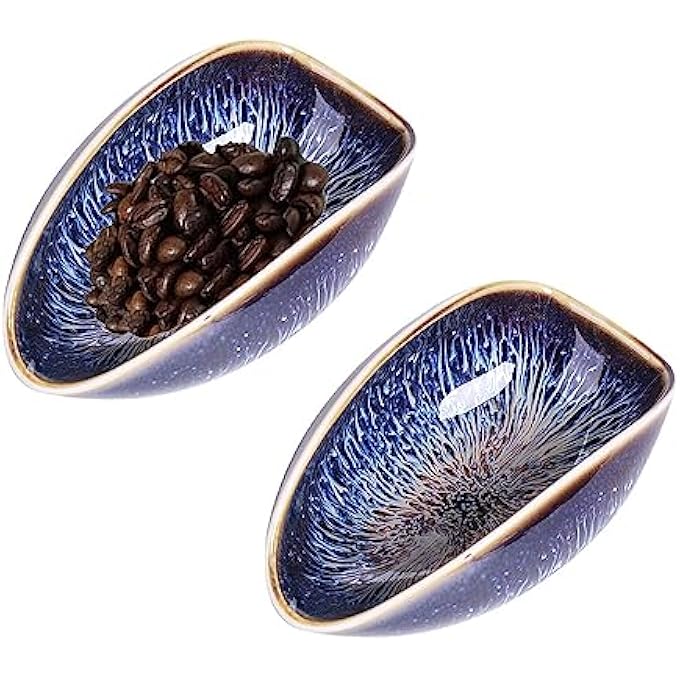 ريحني عبوة من مغارف القهوة الخزفية ذات العلبة الاثنتين، أوعية قياس متعددة الاستخدامات لحبوب القهوة، أوراق الشاي أو البودرة، ملاعق وزن مدمجة للجرعات الدقيقة، أنيقة، متينة، ملحقات قهوة خزفية متينة - Image 1