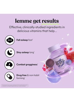Lemme Sleep Gummies with 5mg Melatonin, Elderberry, Magnesium, L-Theanine, Chamomile and Lavender, Nighttime Sleep Aid, Vegan, Gluten Free, Gelatin Free, Non GMO, Berry Flavored (60 Count)  - Image 2