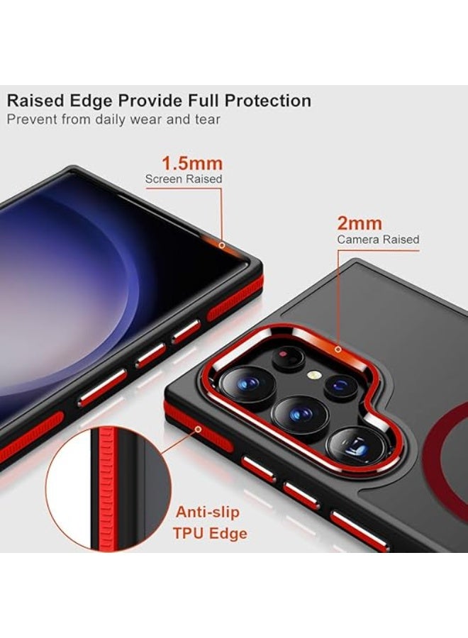 Magnetic for Samsung Galaxy S23 Ultra Case, Anti-Skid Edge S23 Ultra Phone Case Compatible with Magsafe, Silky Translucent Back Cover Drop-Proof Slim Case for Galaxy S23 Ultra 5G, Black/Red - Image 5