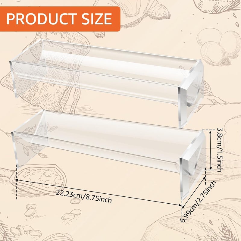 FAMIWIN 4PCS Cracker Tray Clear for Serving, Acrylic Biscuit Stand Macaron Display Tray, Rectangular Food Display Server Holder for Countertop in Home, Wedding, Party (4PCS Clear) - Image 2