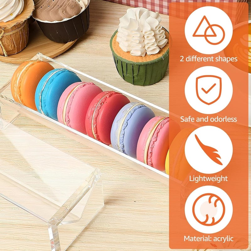 FAMIWIN 4PCS Cracker Tray Clear for Serving, Acrylic Biscuit Stand Macaron Display Tray, Rectangular Food Display Server Holder for Countertop in Home, Wedding, Party (4PCS Clear) - Image 3