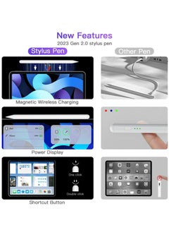 erorex Stylus Pen 2nd Generation with Magnetic Wireless Charging, Stylus Pen 2nd Generation, Smart Pen Compatible with iPad Pro 11 in 1/2/3/4, iPad Pro 12.9 in 3/4/5/6, iPad Air 4/5, iPad Mini 6, White  - Image 3