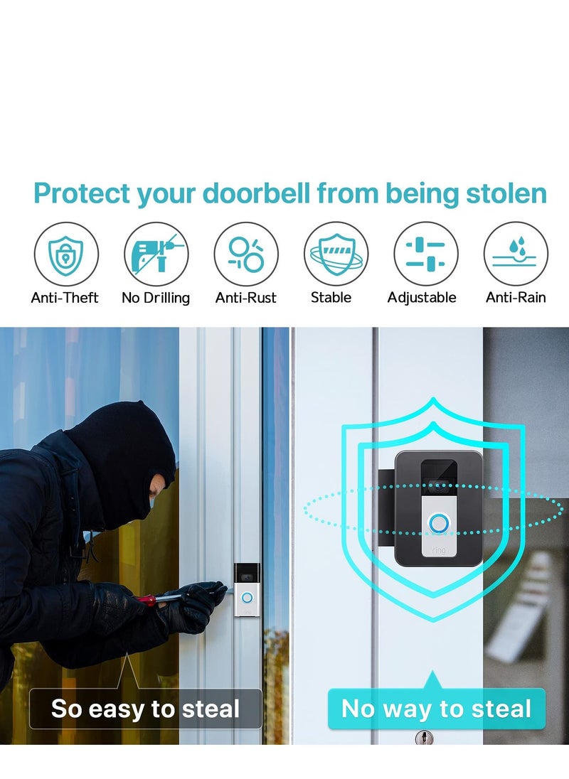 كاست ويف مثبت باب جرس الباب بالفيديو لجرس الباب من Ring لجرس باب الشقة بدون مثقاب مناسب لمعظم جرس الباب بالفيديو  - Image 4