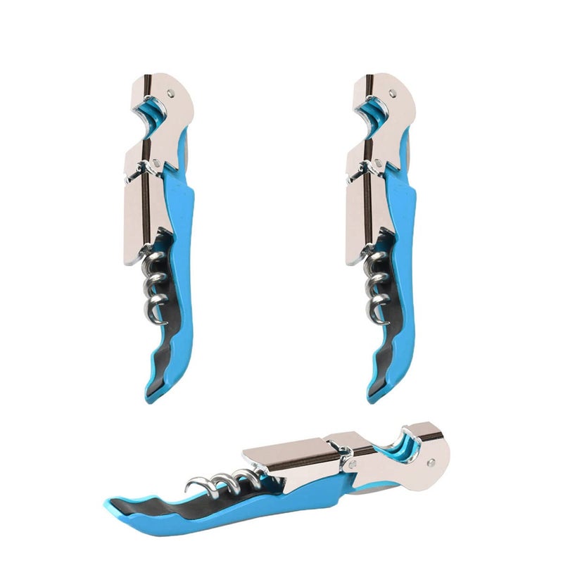 Kit-Home Professional Waiter Corkscrew Wine Openers Set 4 PCSUpgraded with Heavy Duty Stainless Steel Hinges Wine Key for Restaurant Waiters Sommelier Bartenders Blue 2 Packs