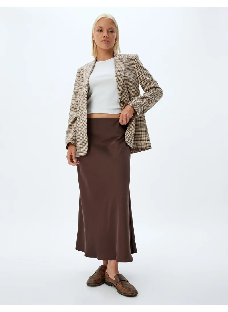 KOTON Long Satin Skirt Flared Form Standard Waist