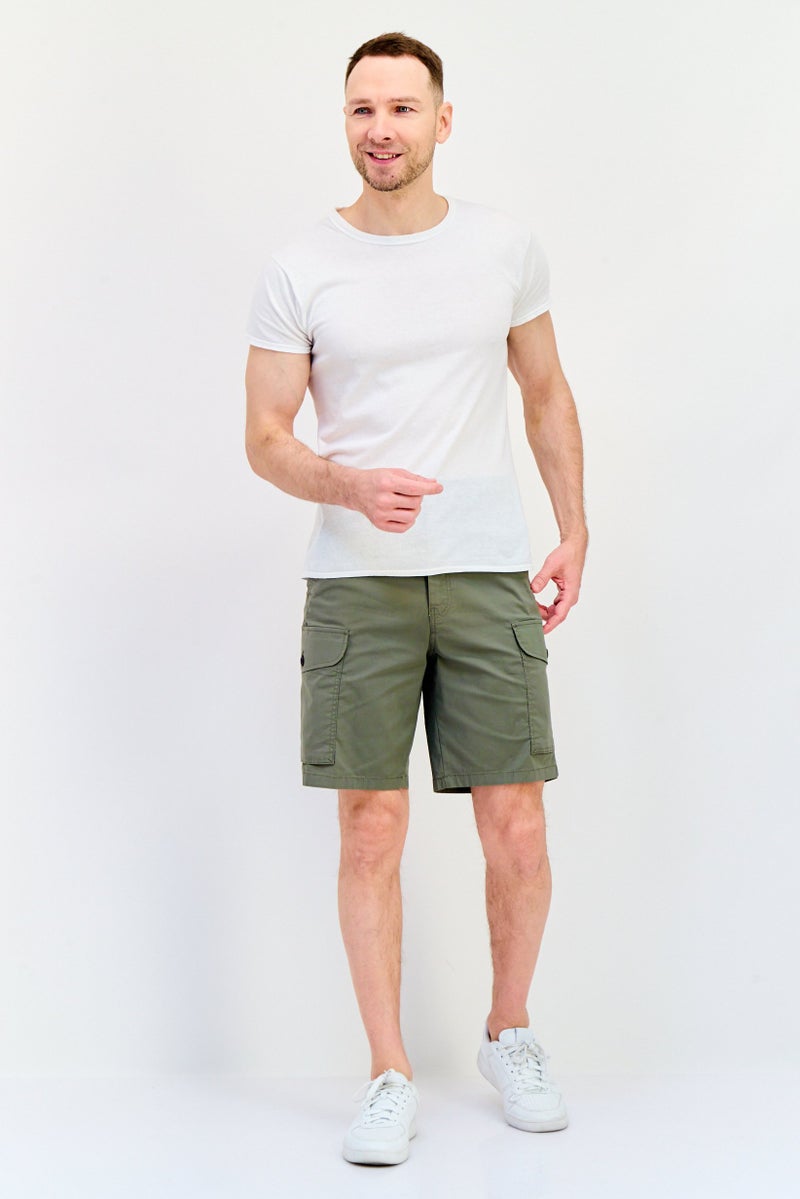 DOCKERS Men Plain Cargo Shorts, Olive  - Image 4