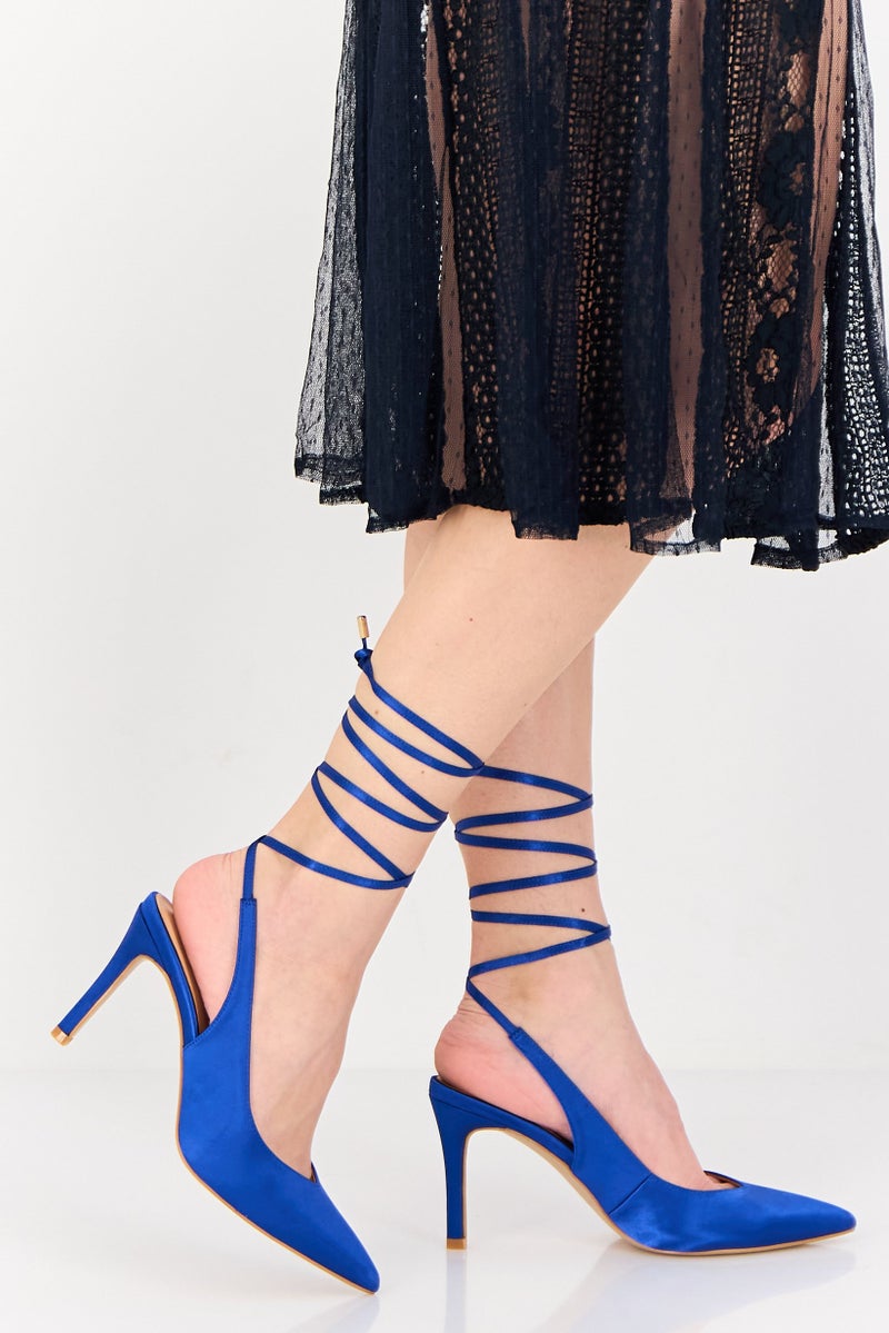 NINE WEST Women Catrinna 2FX Lace Up Tie Pumps, Blue - Image 2