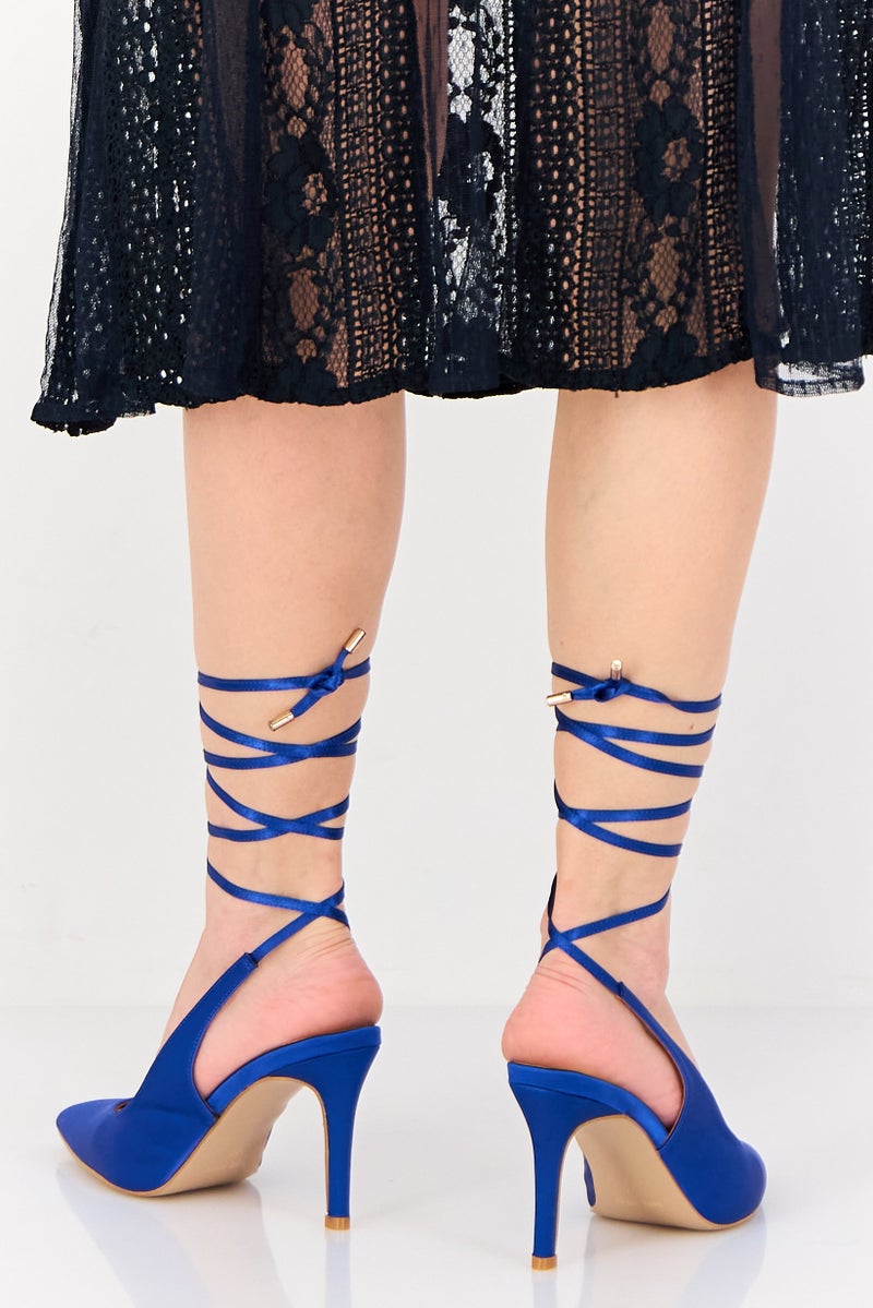 NINE WEST Women Catrinna 2FX Lace Up Tie Pumps, Blue - Image 3