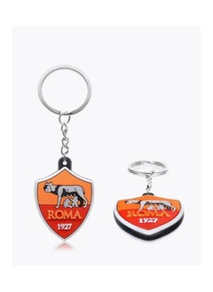 MARIO DRAFTS AS Roma Football Club Metal Keychain, Official Logo Shield Design, Silver Chain  - Image 2