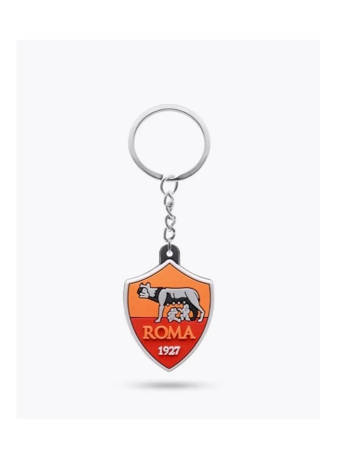 MARIO DRAFTS AS Roma Football Club Metal Keychain, Official Logo Shield Design, Silver Chain  - Image 1