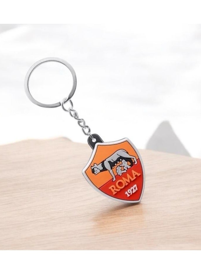 MARIO DRAFTS AS Roma Football Club Metal Keychain, Official Logo Shield Design, Silver Chain  - Image 5