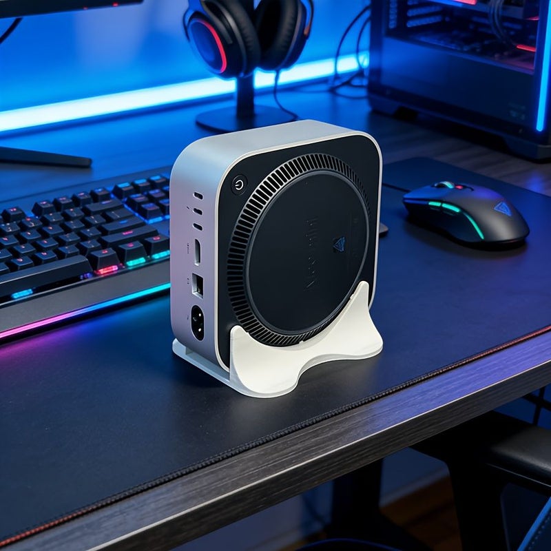 Silvery Grey Vertical Stand for Mac Mini M4 With Integrated Metal Cooling Base - Image 4