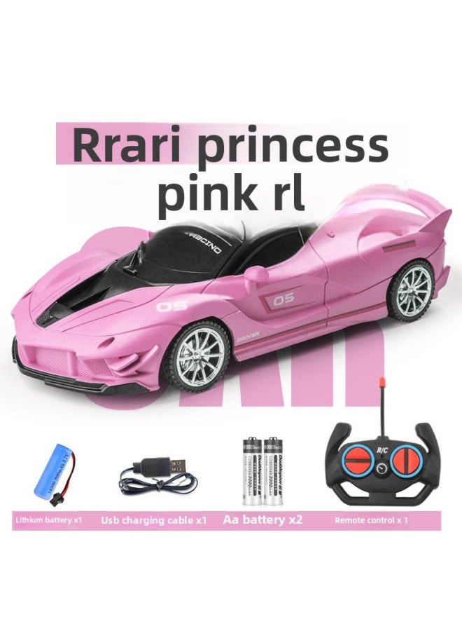 118 Scale Remote Control Racing Car Children's Electric Toy Car Rechargeable Race Four-wheel Model-Color:Sports Car (Princess Pink)-Proportion:Double Lithium Battery + Charging Cable - Image 1