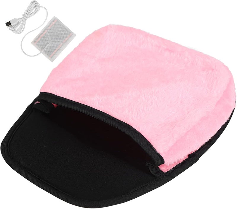 USB Heated Wrist Pad, Warm and Spacious Interior Pad with Wrist Design, Soft Snowflake Plush for Men & Women (Pink) - Image 4
