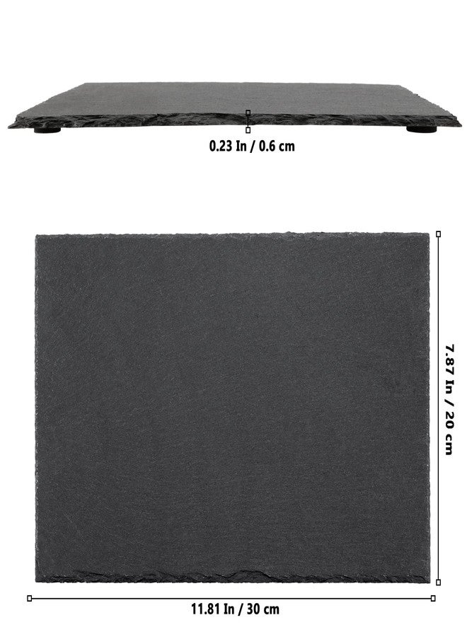 MUKLEI 4 Pack 12" x 8" Black Slate Cheese Boards, Slate Serving Platter with Natural Edge, Slate Stone Serving Tray for Cheese, Charcuterie, Sushi, Appetizers - Image 2