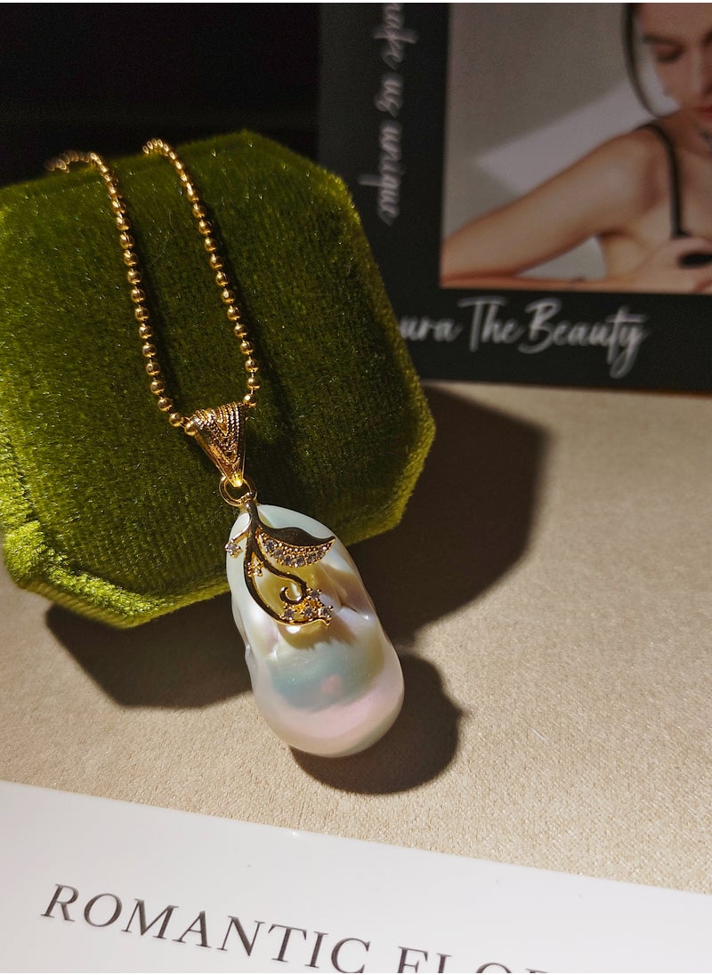 LauraTheBeauty - Natural Baroque Pearl S925 Silver Plated K Gold Necklace - Image 1