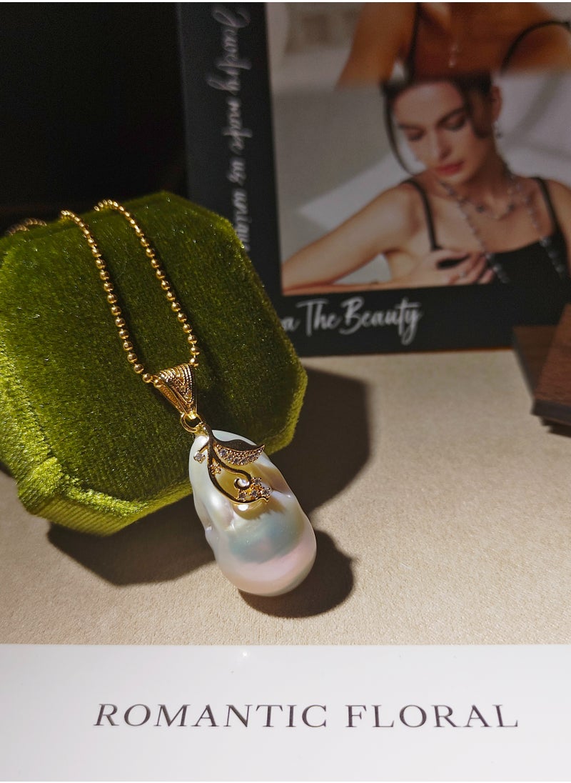 LauraTheBeauty - Natural Baroque Pearl S925 Silver Plated K Gold Necklace - Image 1