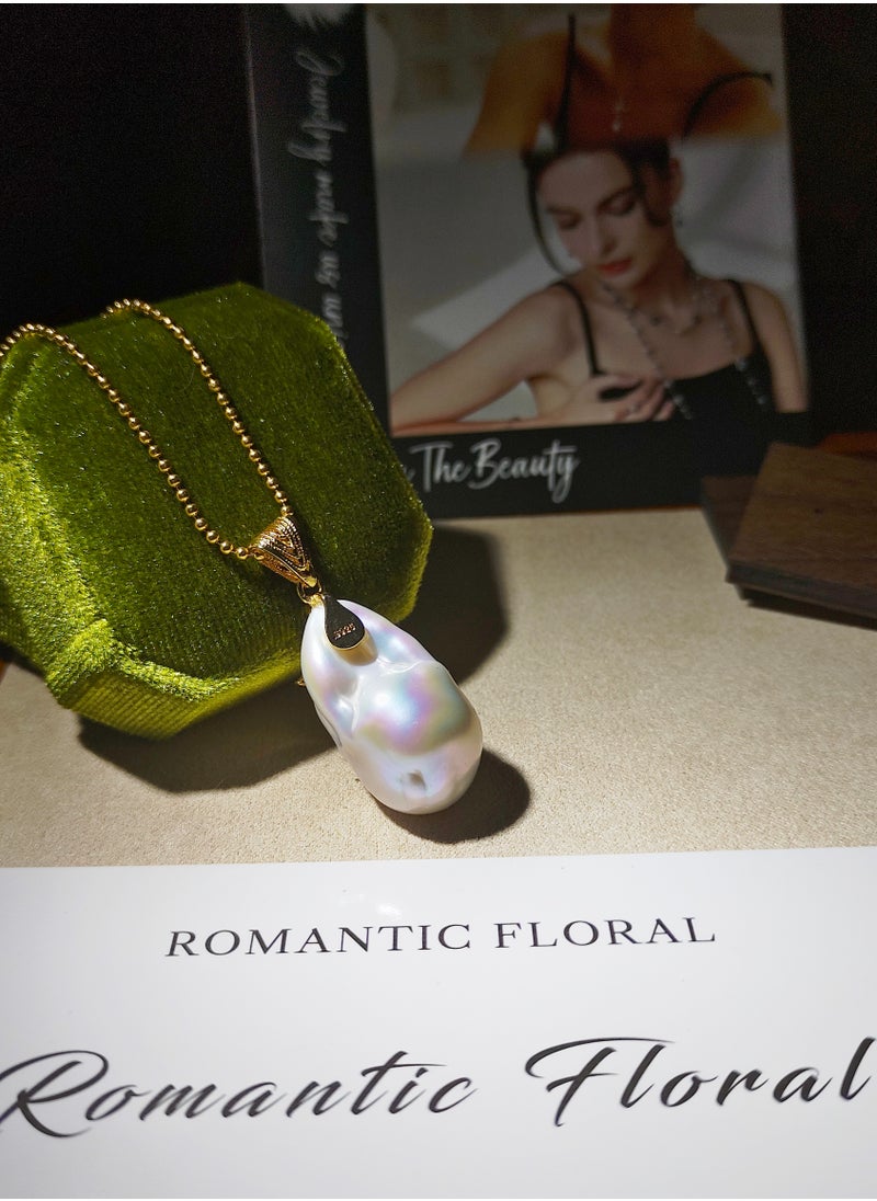 LauraTheBeauty - Natural Baroque Pearl S925 Silver Plated K Gold Necklace - Image 1