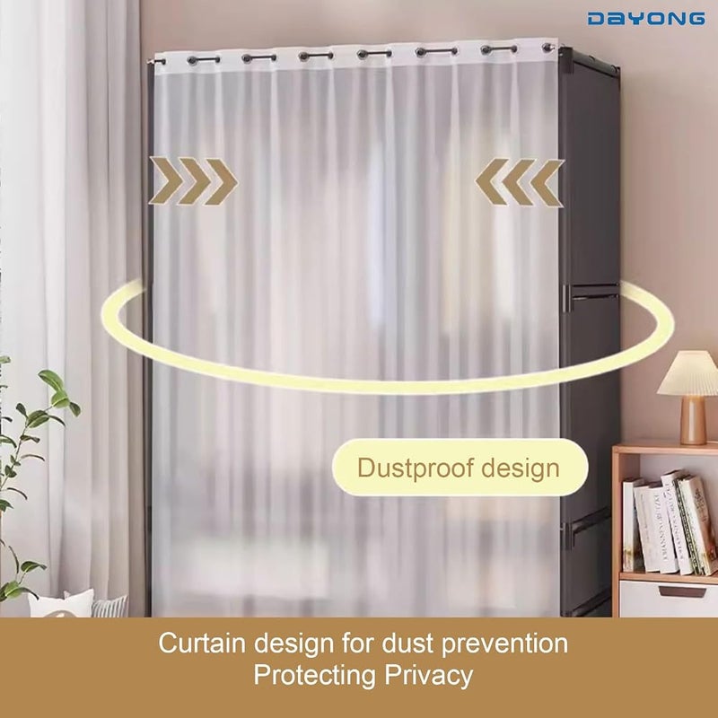DAYONG 109 * 45 * 166.5CM Foldable Wardrobe, Portable Closet with 2 Hanging Rods and 4 Storage Shelves, Non-Woven Fabric And Dustproof Deisgn For Using in Bedrooms and Apartments - Image 4