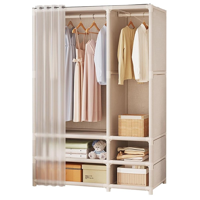 DAYONG 109 * 45 * 166.5CM Foldable Wardrobe, Portable Closet with 2 Hanging Rods and 4 Storage Shelves, Non-Woven Fabric And Dustproof Deisgn For Using in Bedrooms and Apartments - Image 1
