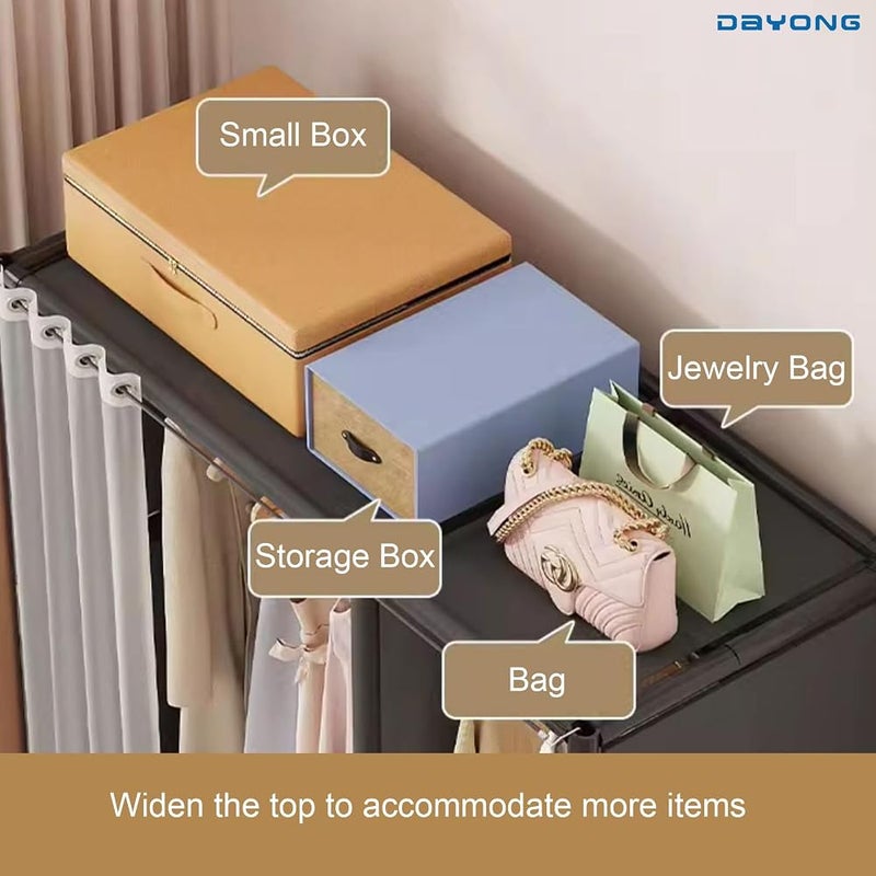 DAYONG 109 * 45 * 166.5CM Foldable Wardrobe, Portable Closet with 2 Hanging Rods and 4 Storage Shelves, Non-Woven Fabric And Dustproof Deisgn For Using in Bedrooms and Apartments - Image 3