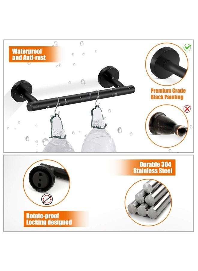 HOMESTAR 5-Pieces Matte Black Bathroom Hardware Set SUS304 Stainless Steel Round Wall Mounted - Includes 16" Hand Towel Bar, Toilet Paper Holder, 3 Robe Towel Hooks,Bathroom Accessories Kit - Image 5
