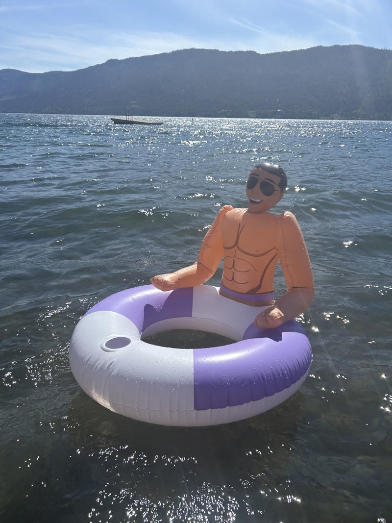 NPW Pool Float Drinking Buddies | Fun Pool Float for Parties and Relaxing | Inflatable Pool Hunk Ring - Pool Floats for Adults | Lavender - Image 3