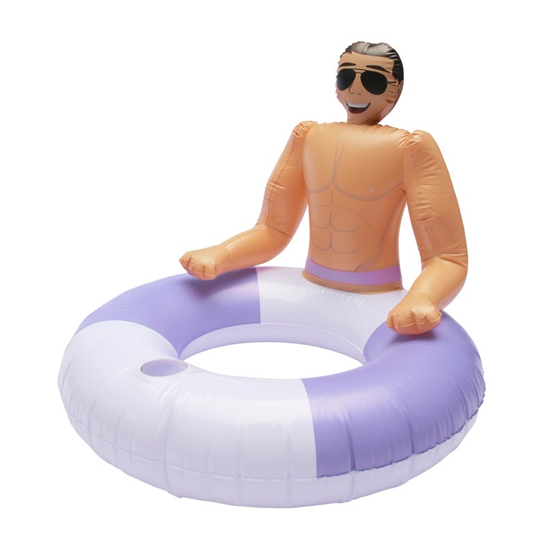 NPW Pool Float Drinking Buddies | Fun Pool Float for Parties and Relaxing | Inflatable Pool Hunk Ring - Pool Floats for Adults | Lavender - Image 1