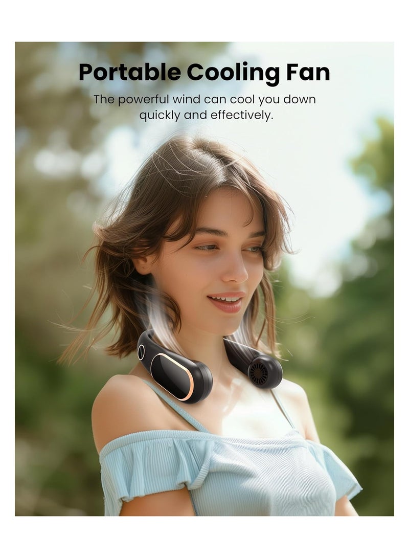general Neck Fan, Rechargeable Personal Fan Portable, Hands Free wearable Battery Operated Fan 5 Speeds, USB Neck Cooling Fan for Indoor Outdoor, Adjustable Width Fit, Digital Display, 4-12 Hours - Image 2