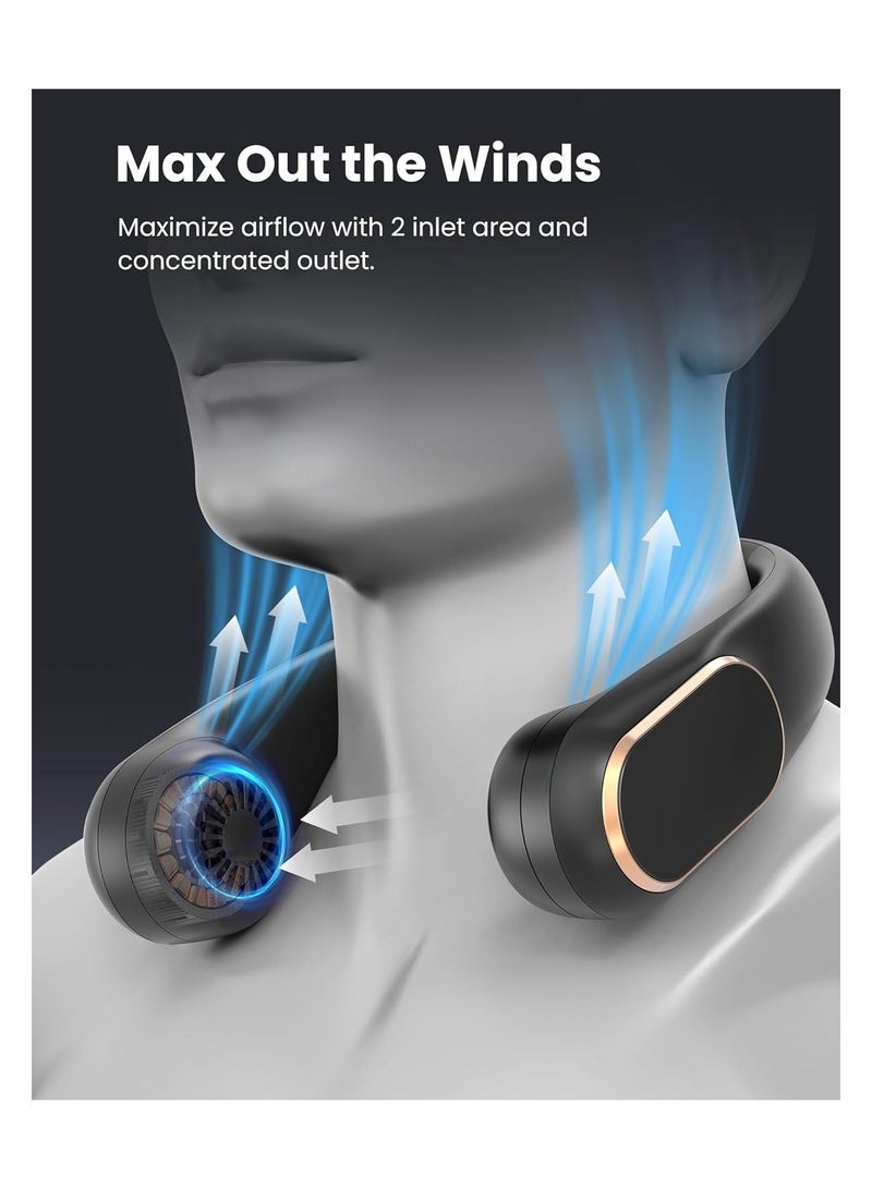 general Neck Fan, Rechargeable Personal Fan Portable, Hands Free wearable Battery Operated Fan 5 Speeds, USB Neck Cooling Fan for Indoor Outdoor, Adjustable Width Fit, Digital Display, 4-12 Hours - Image 3